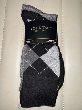 Gold Toe Men's Argyle Crew Socks - Black & Gray